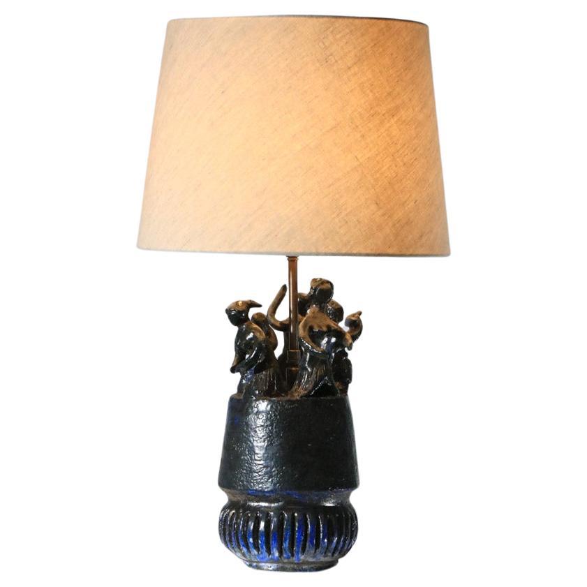 Lampe de table en céramique avec design de danseuse signée 60's pièces uniques françaises en vente