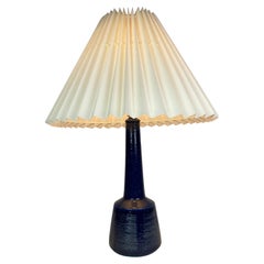 Ceramic Table Lamp with Dark Blue Glaze by Palshus and Le Klint, 1970s