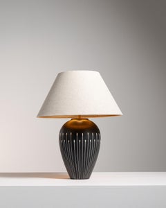 Ceramic Table Lamp with Fabric Shade, 20th Century German Design