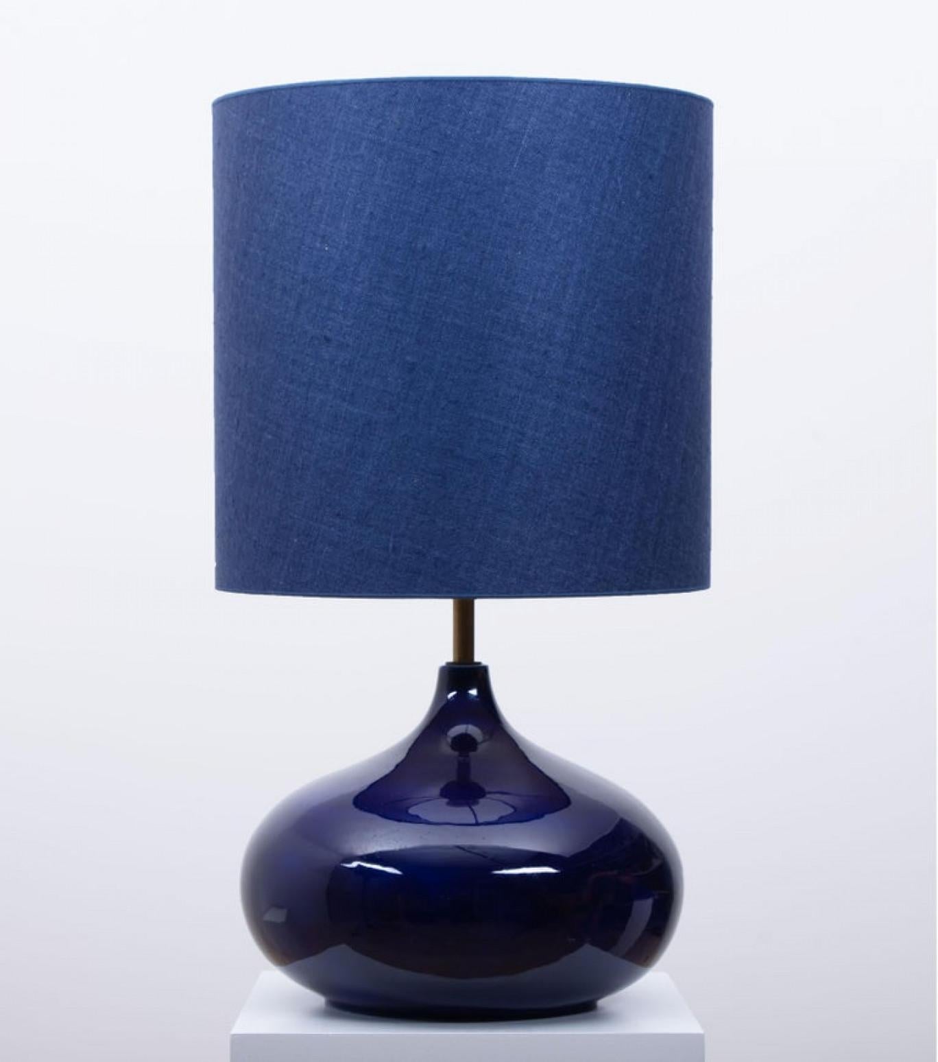 20th Century Ceramic Table Lamp with New Silk Custom Made Lampshade René Houben, 1960s For Sale
