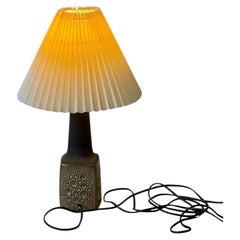 Ceramic Table Lamp with Pleated Paper Shade Danish Mid-Century Modern 1970s