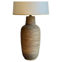 Vintage Ceramic Table Lamp with Striated Glaze by Lee Rosen for Design Technics, 1950s