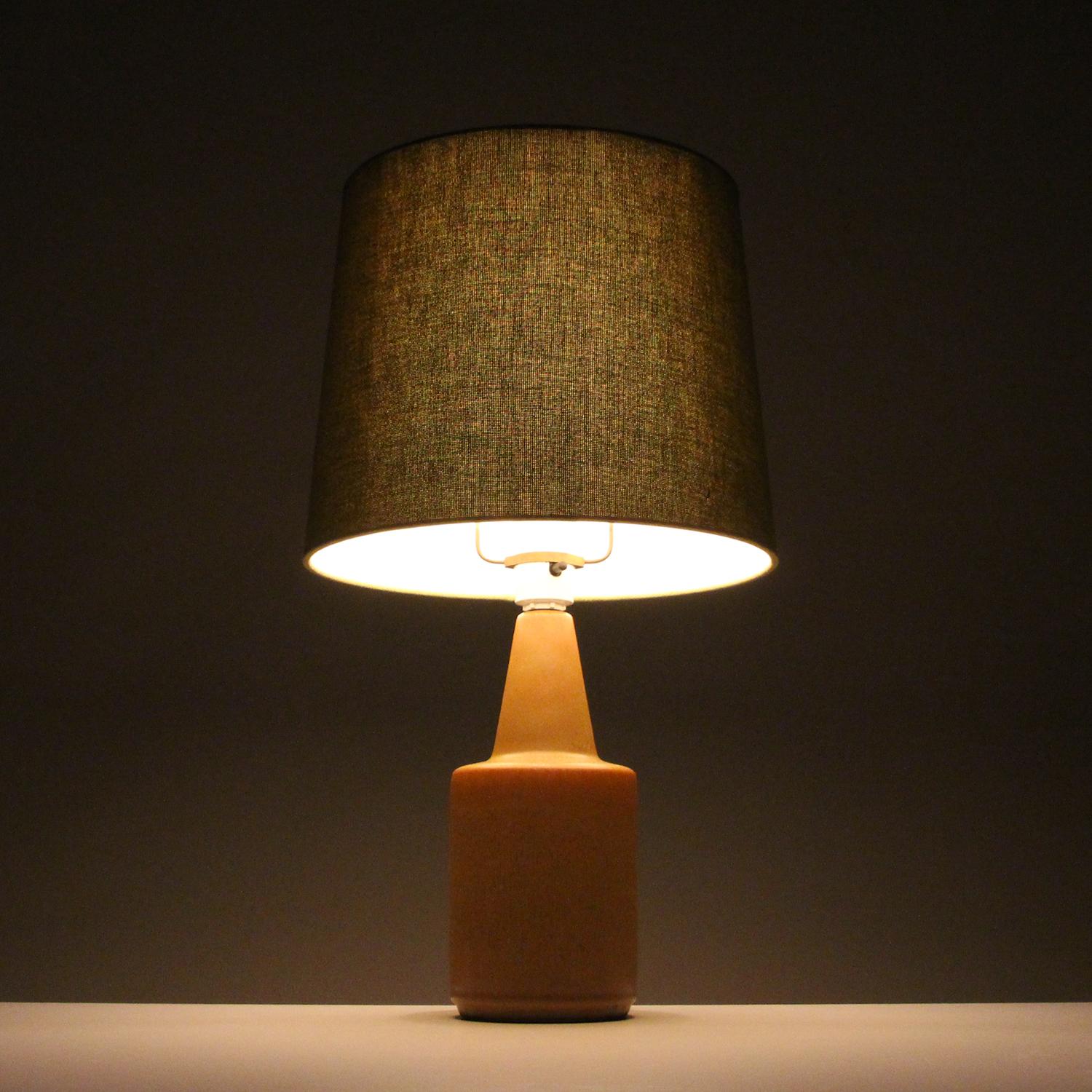 Danish Ceramic Table Lamp with Vintage Shade by Einar Johansen for Soholm, 1960s