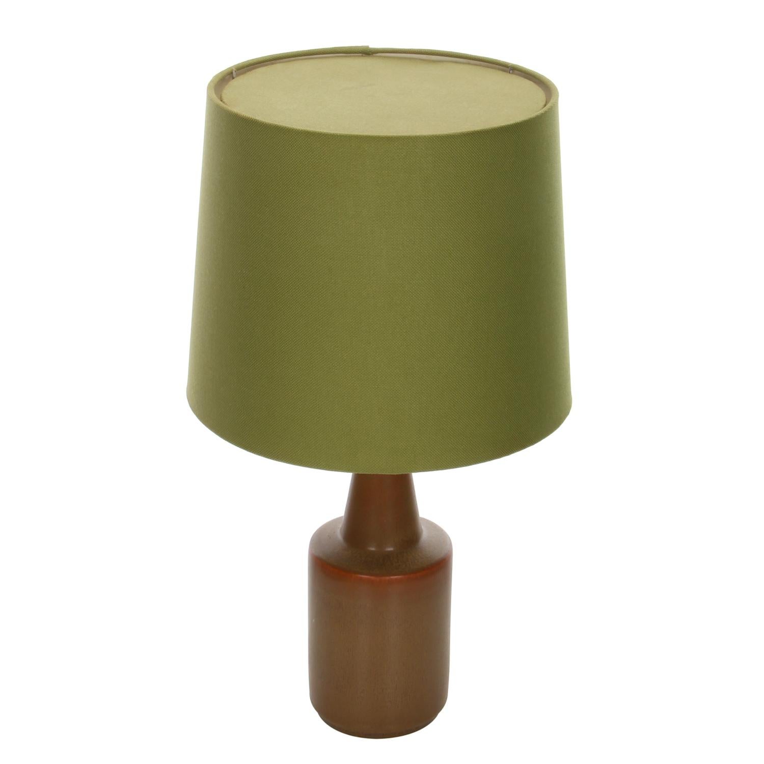Glazed Ceramic Table Lamp with Vintage Shade by Einar Johansen for Soholm, 1960s