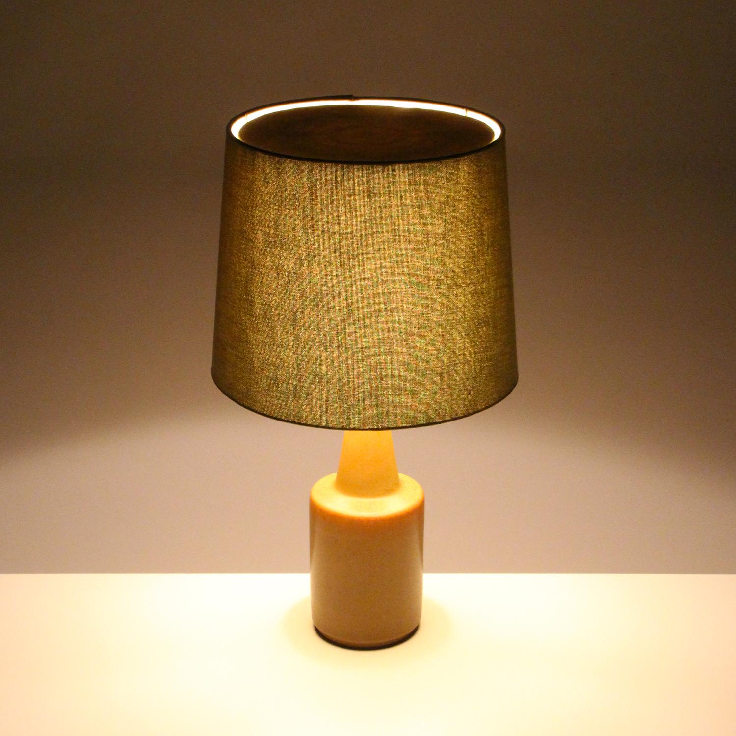 Ceramic Table Lamp with Vintage Shade by Einar Johansen for Soholm, 1960s In Good Condition In Brondby, Copenhagen