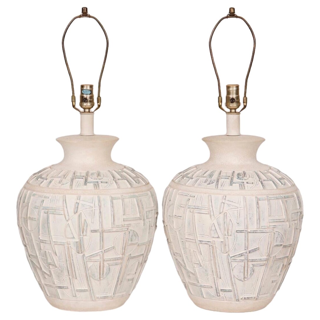 Lampes de table en céramique d'Eldorado Mfg. une paire en vente