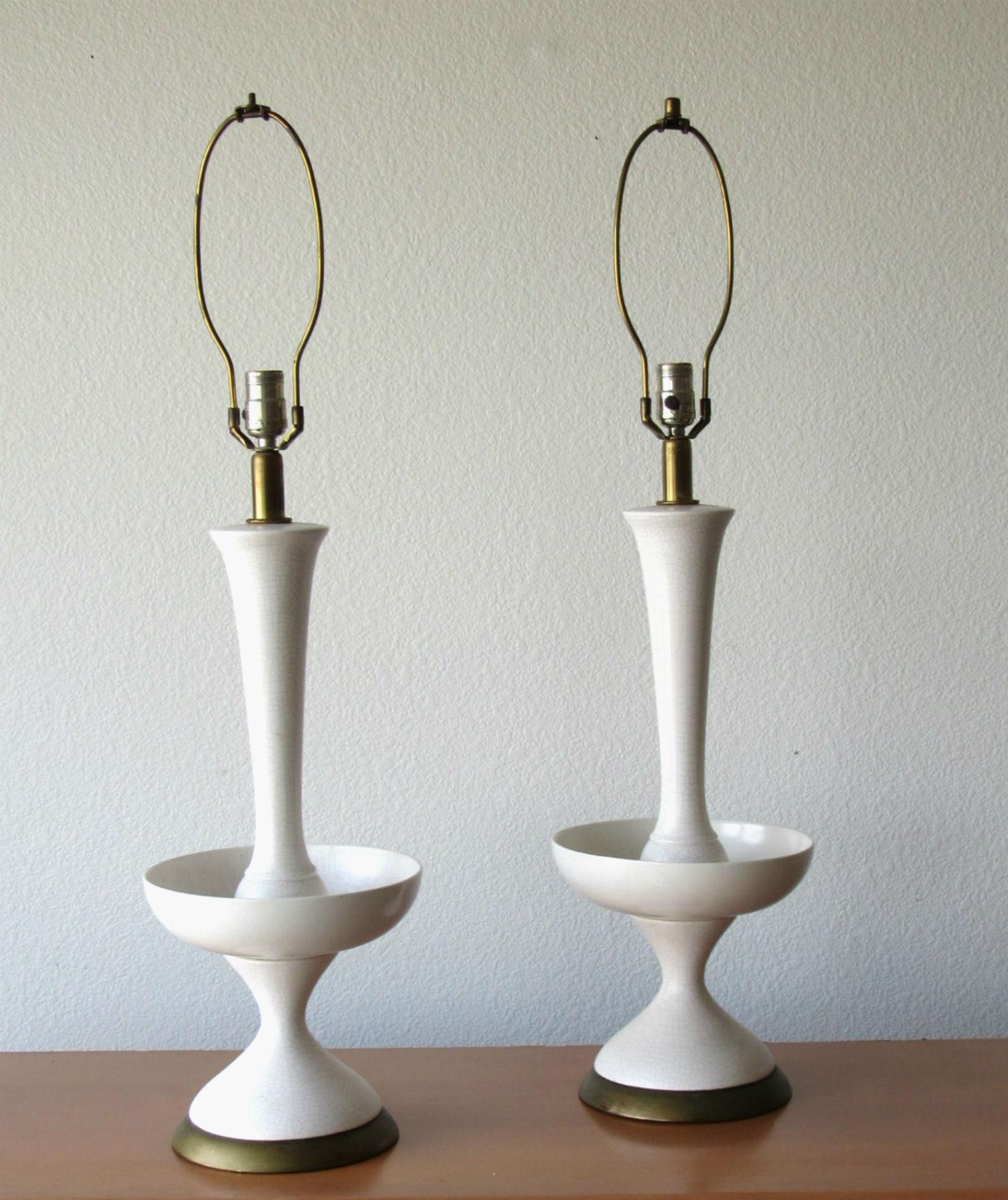 Glazed Gerald Thurston Ceramic Table Lamps 