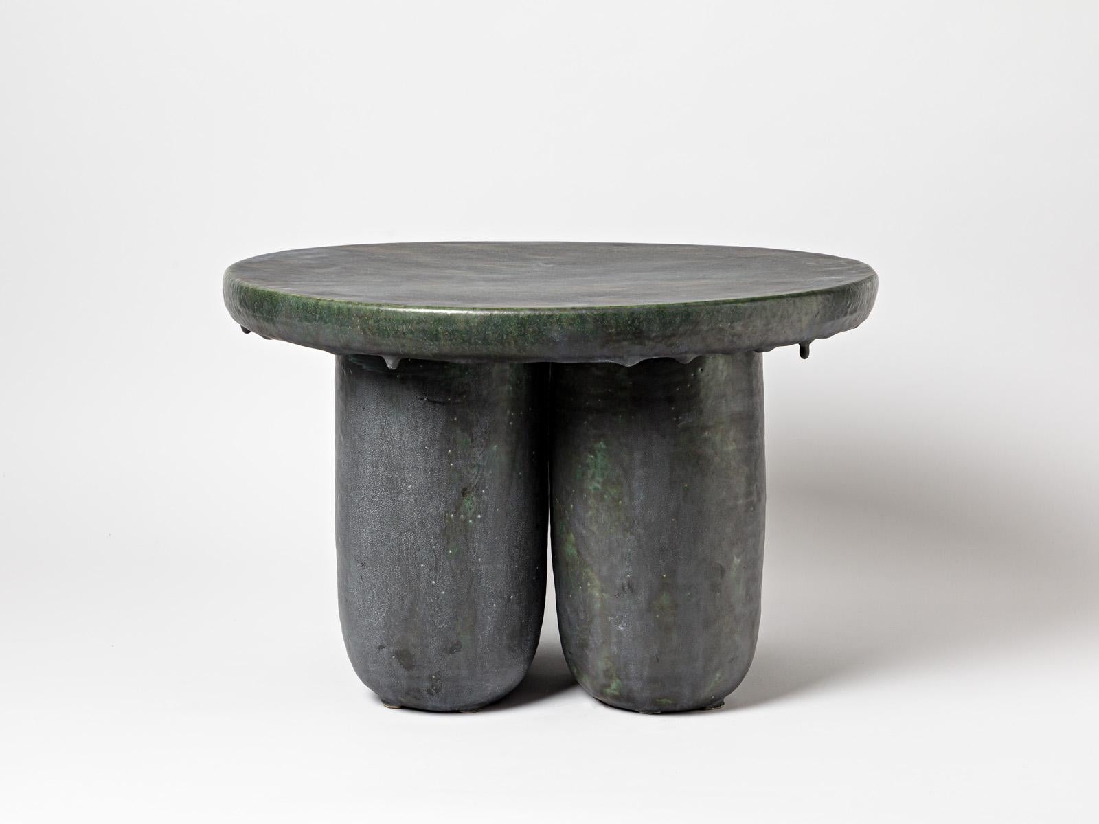 Beaux Arts Ceramic Table with Glazes Decoration by Mia Jensen, circa 2022