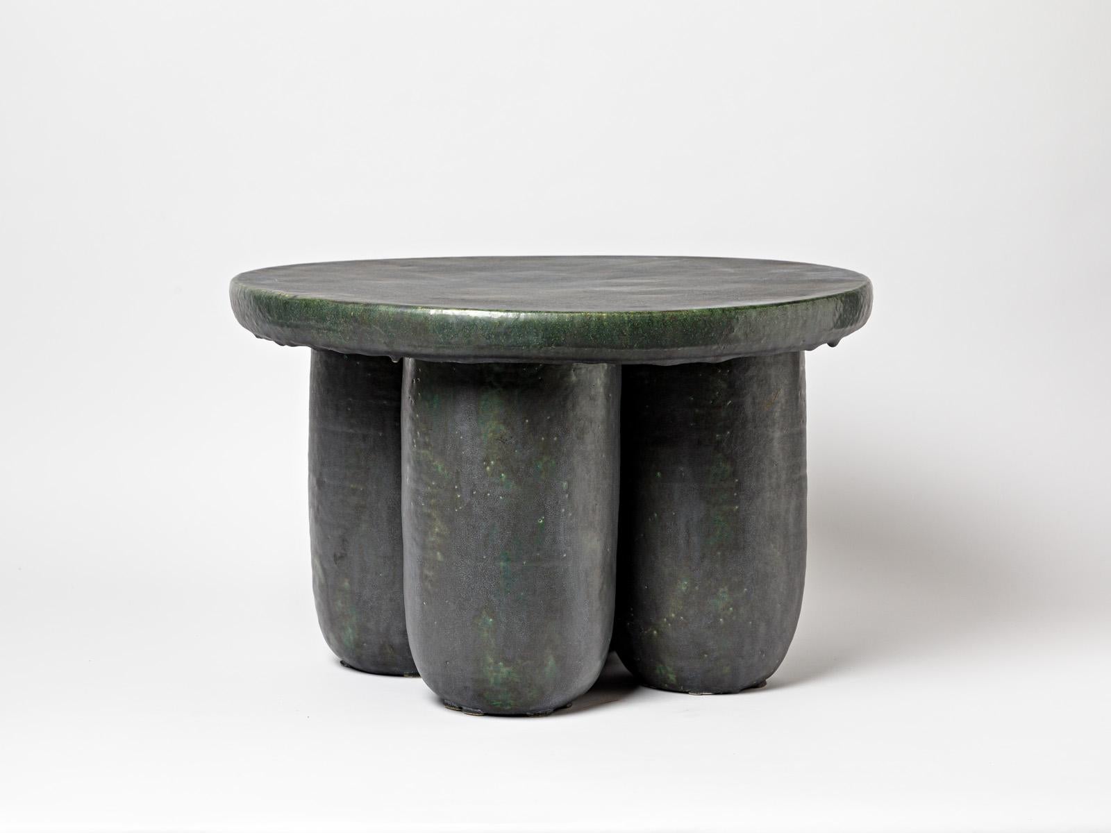 Ceramic Table with Glazes Decoration by Mia Jensen, circa 2022 In New Condition In Saint-Ouen, FR