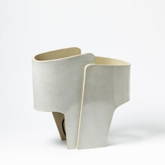 Lámpara de mesa de cerámica con decoración de esmalte blanco de Denis Castaing, 2022