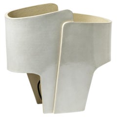 Keramik-Tischlampe aus Keramik mit weißem Glasurdekor von Denis Castaing, 2022