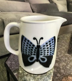 Ceramic Tall Butterfly Pitcher Arabia, Finland