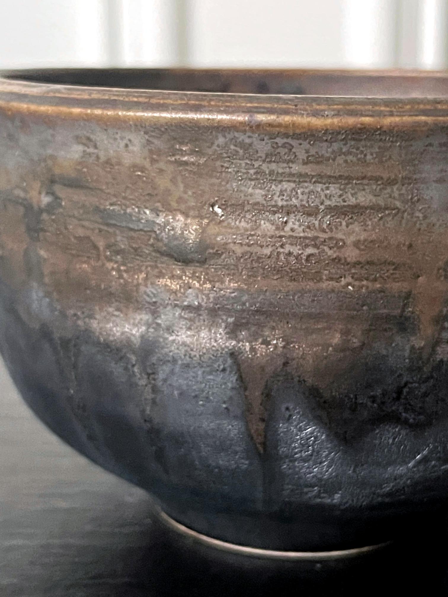 Ceramic Tea Bowl with Black Iridescent Glaze by Toshiko Takaezu 5