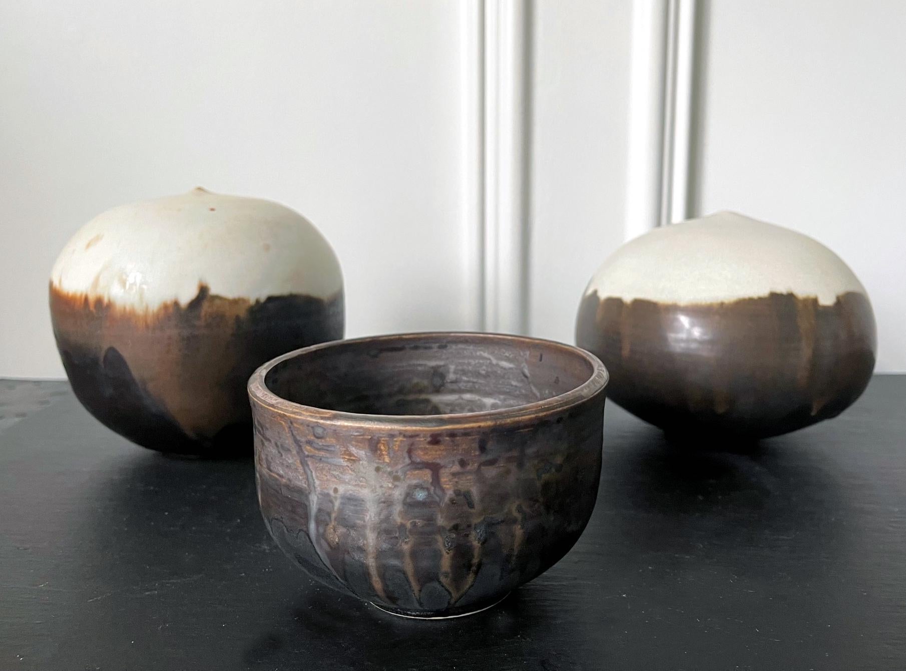 Ceramic Tea Bowl with Black Iridescent Glaze by Toshiko Takaezu 9