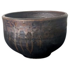 Ceramic Tea Bowl with Black Iridescent Glaze by Toshiko Takaezu