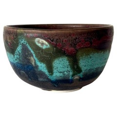 Ceramic Tea Bowl with Brilliant Glaze by Toshiko Takaezu