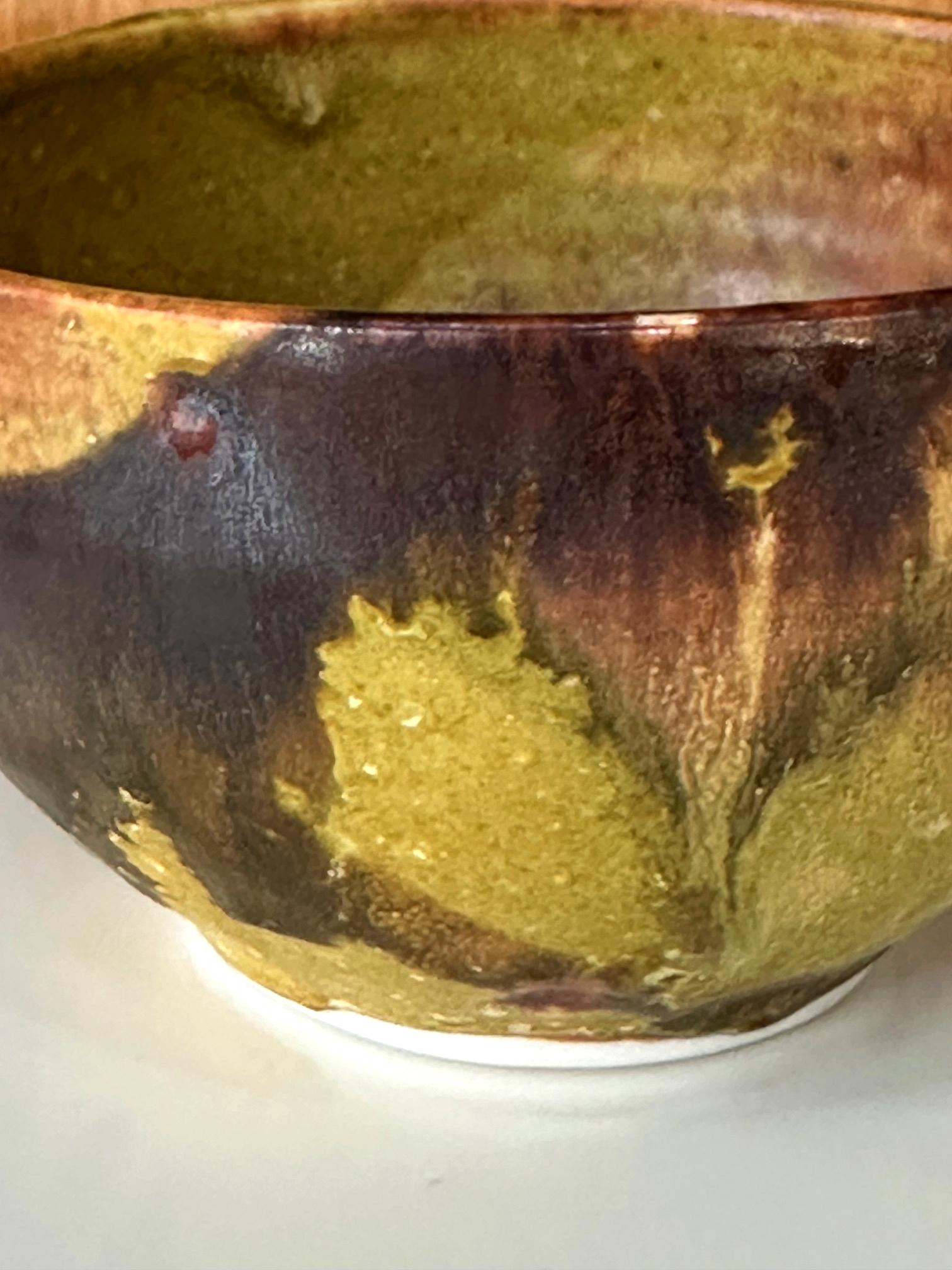 Ceramic Tea Bowl with Mottled Yellow Glaze by Toshiko Takaezu For Sale 6