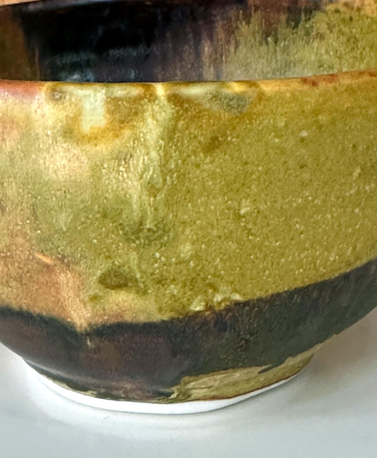 Ceramic Tea Bowl with Mottled Yellow Glaze by Toshiko Takaezu For Sale 7