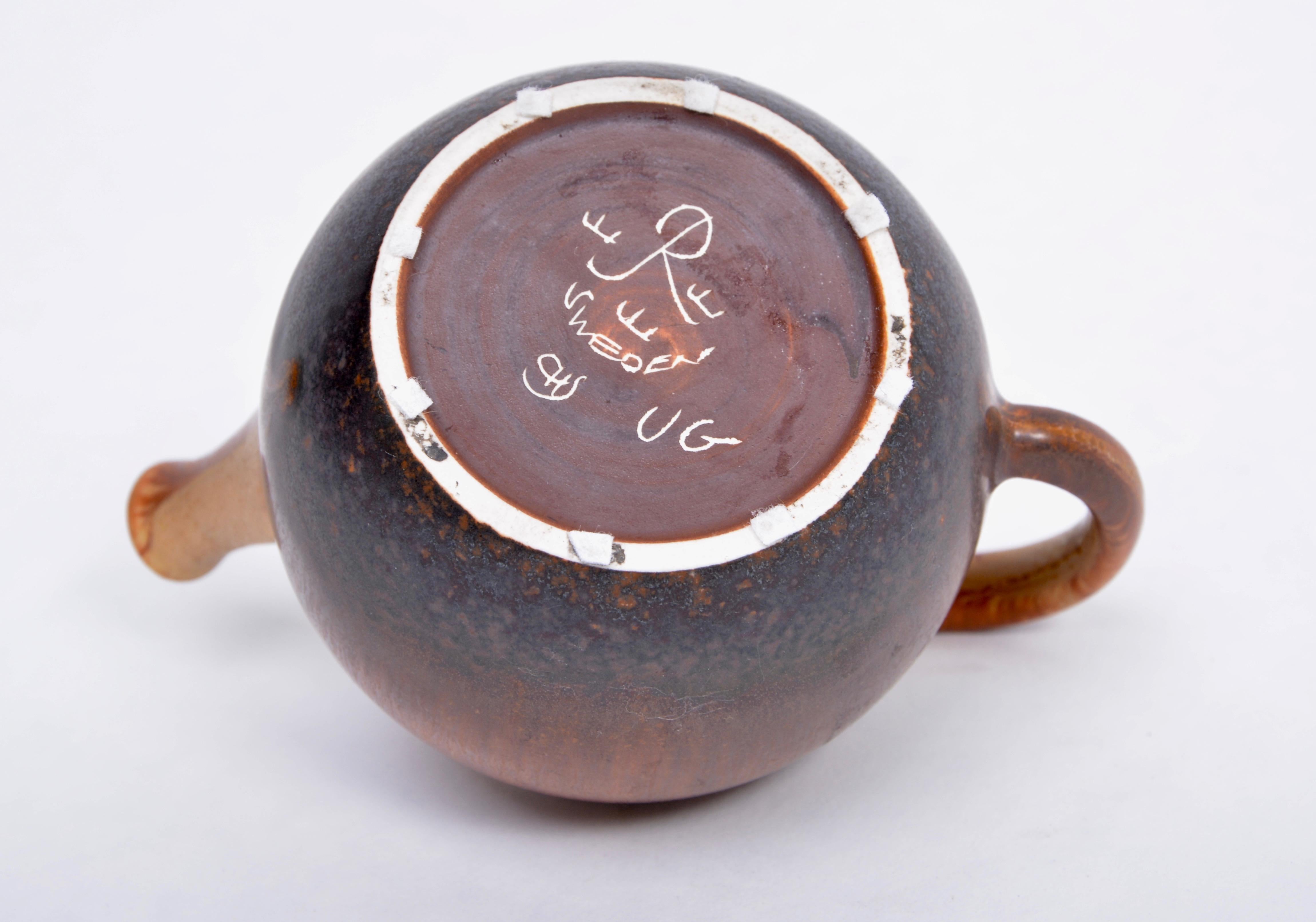 Brauner Keramik-Teetopf in Braun von Carl Harry Stalhane für Rrstrand, Mid-Century Modern (Schwedisch) im Angebot
