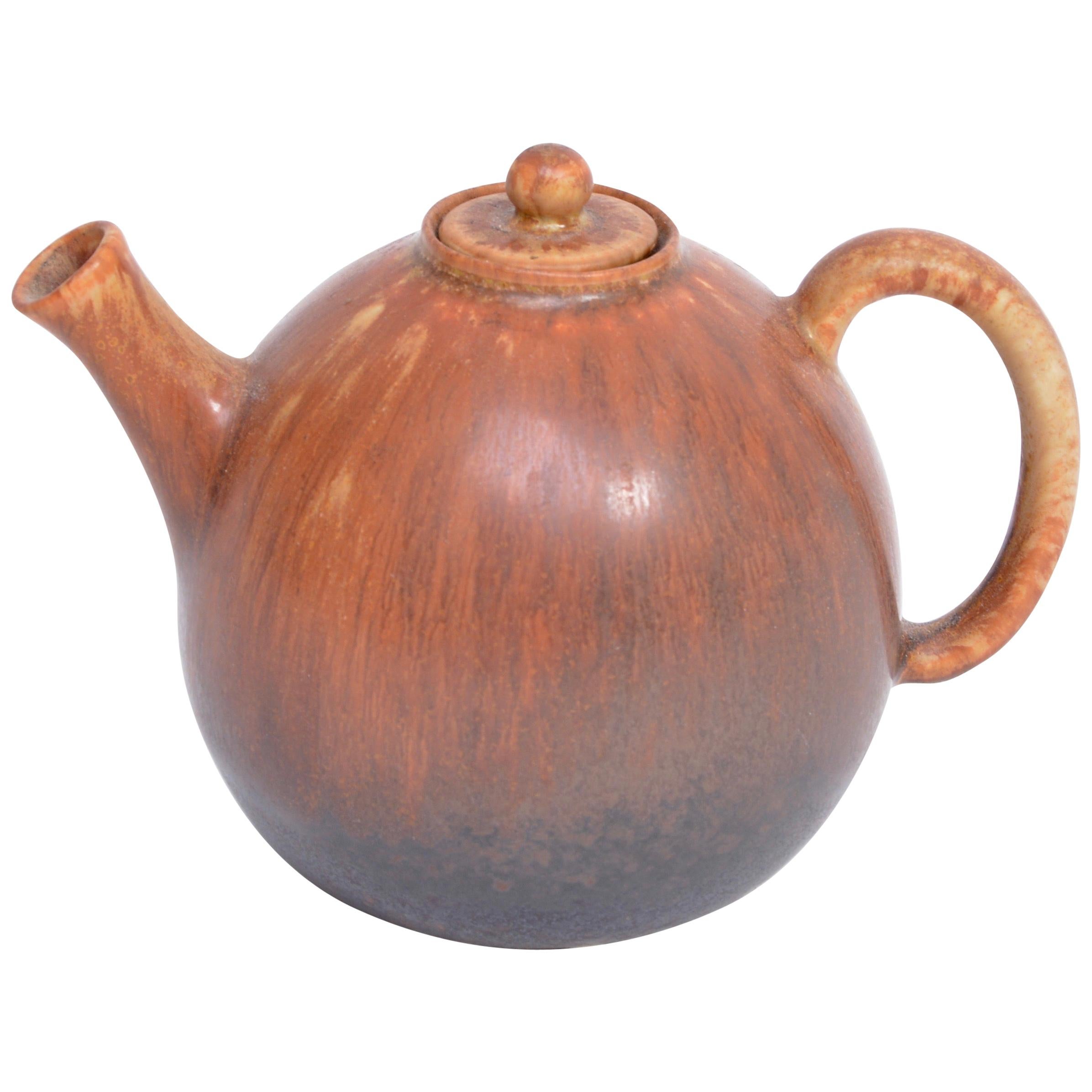 Brown Mid-Century Modern Ceramic tea pot by Carl Harry Stalhane for Rörstrand For Sale