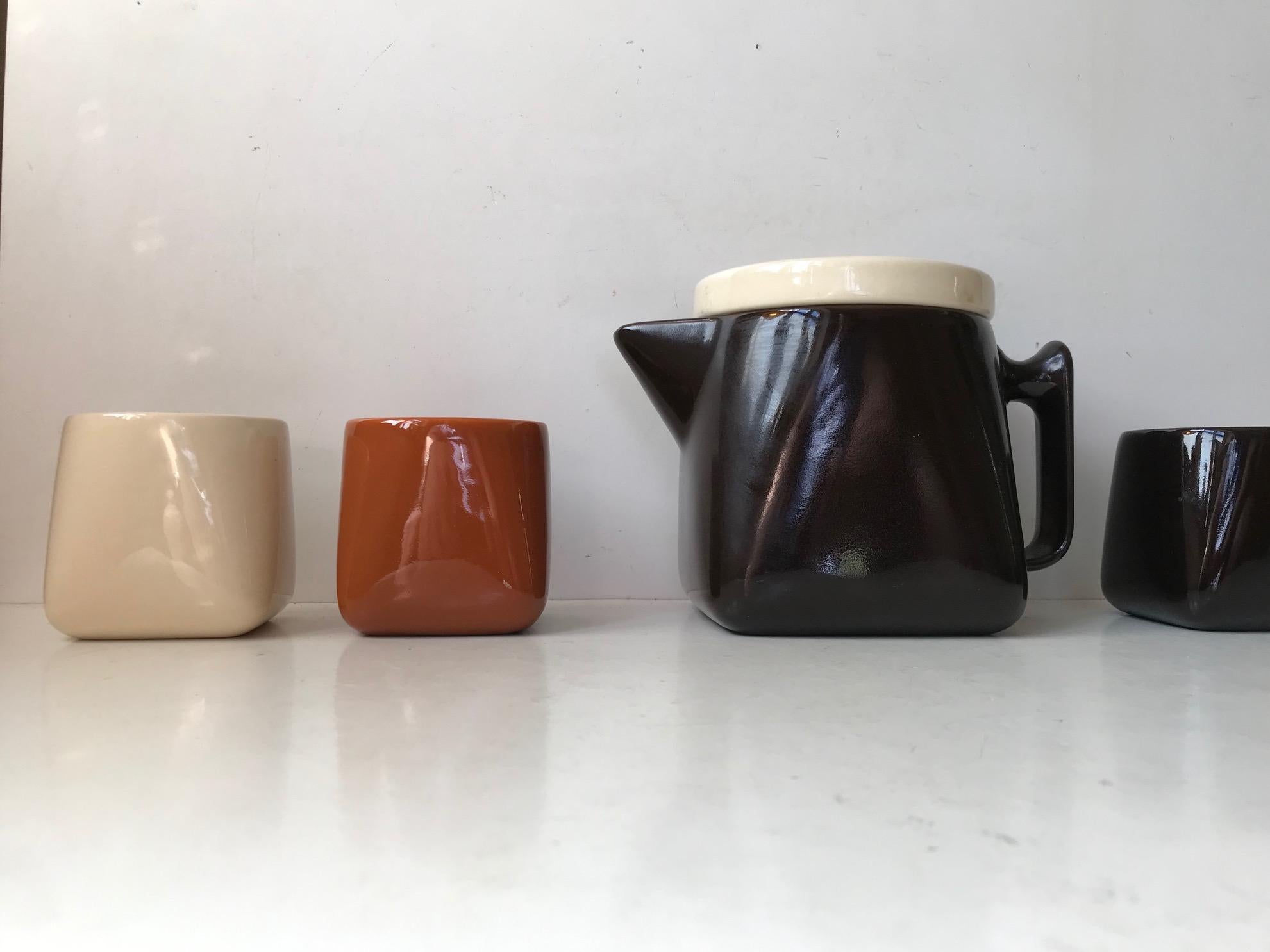 Mid-Century Modern Ceramic Tea Service by Nanna Ditzel for Søholm, 1970s For Sale