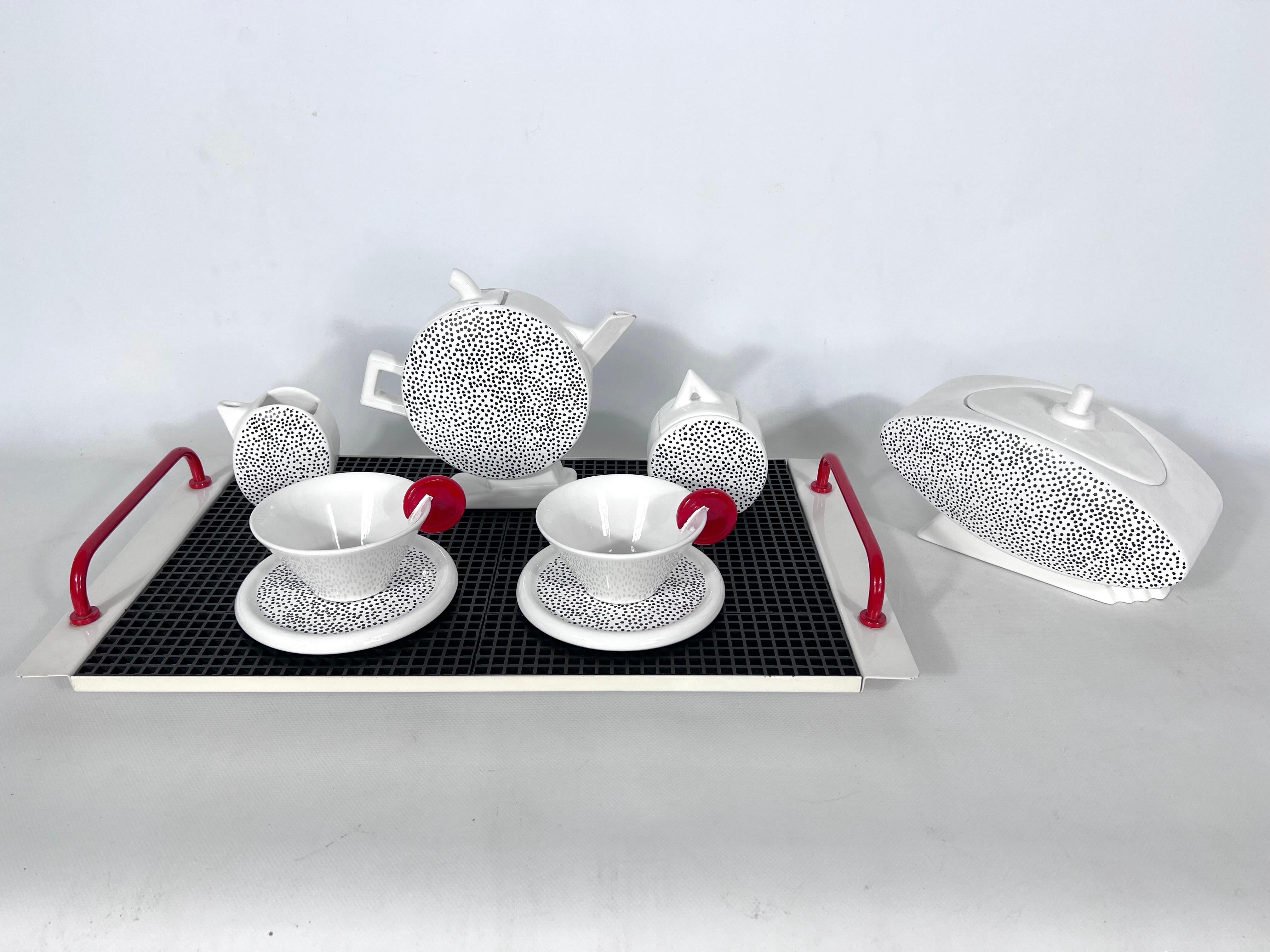 Ceramic Tea Set By Mas For Memphis Milano 1980s Set Of 7 For Sale At 