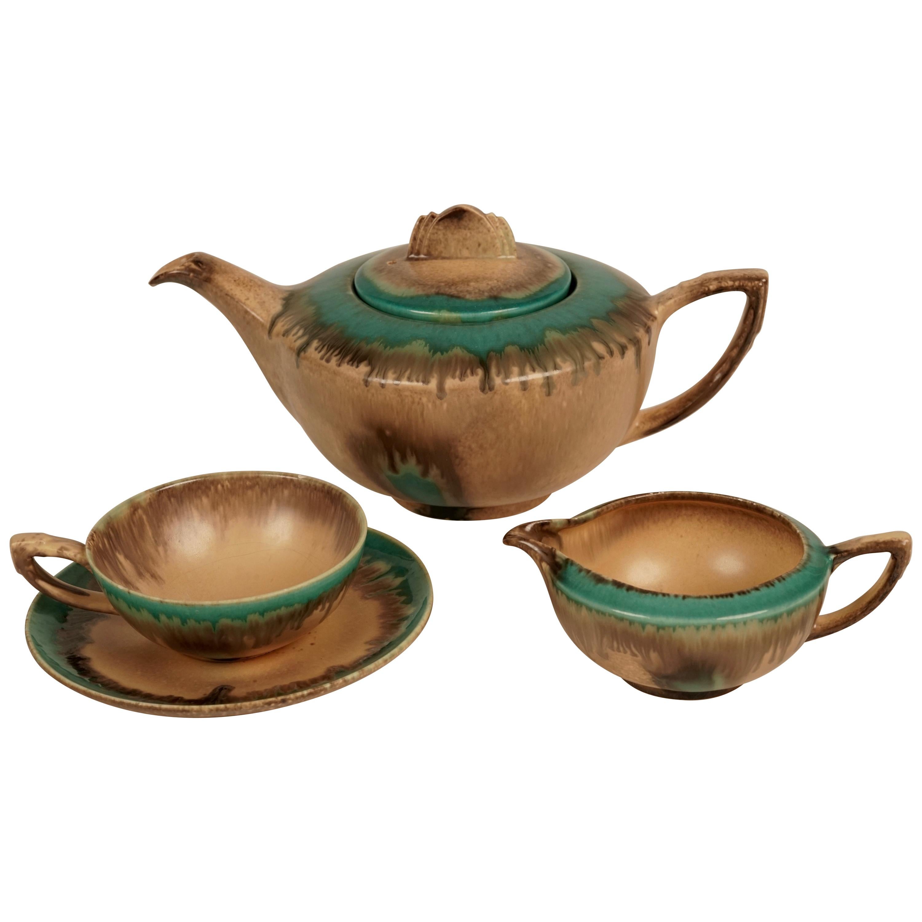 Ceramic Tee Set from 1920s, Germany, in Cabana Style