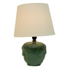 Ceramic/Terracotta Glazed Table Lamp with Fish Motives, 1940s Ceramic/Terracotta Glazed Table Lamp with Fish Motives, 1940s