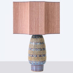 Ceramic Textured Lamp by Soholm, Custom Dusty Pink Lampshade by R. Houben
