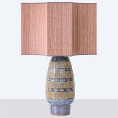Ceramic Textured Lamp by Soholm, Custom Dusty Pink Lampshade by R. Houben