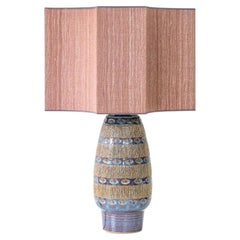 Ceramic Textured Lamp by Soholm, Custom Dusty Pink Lampshade by R. Houben