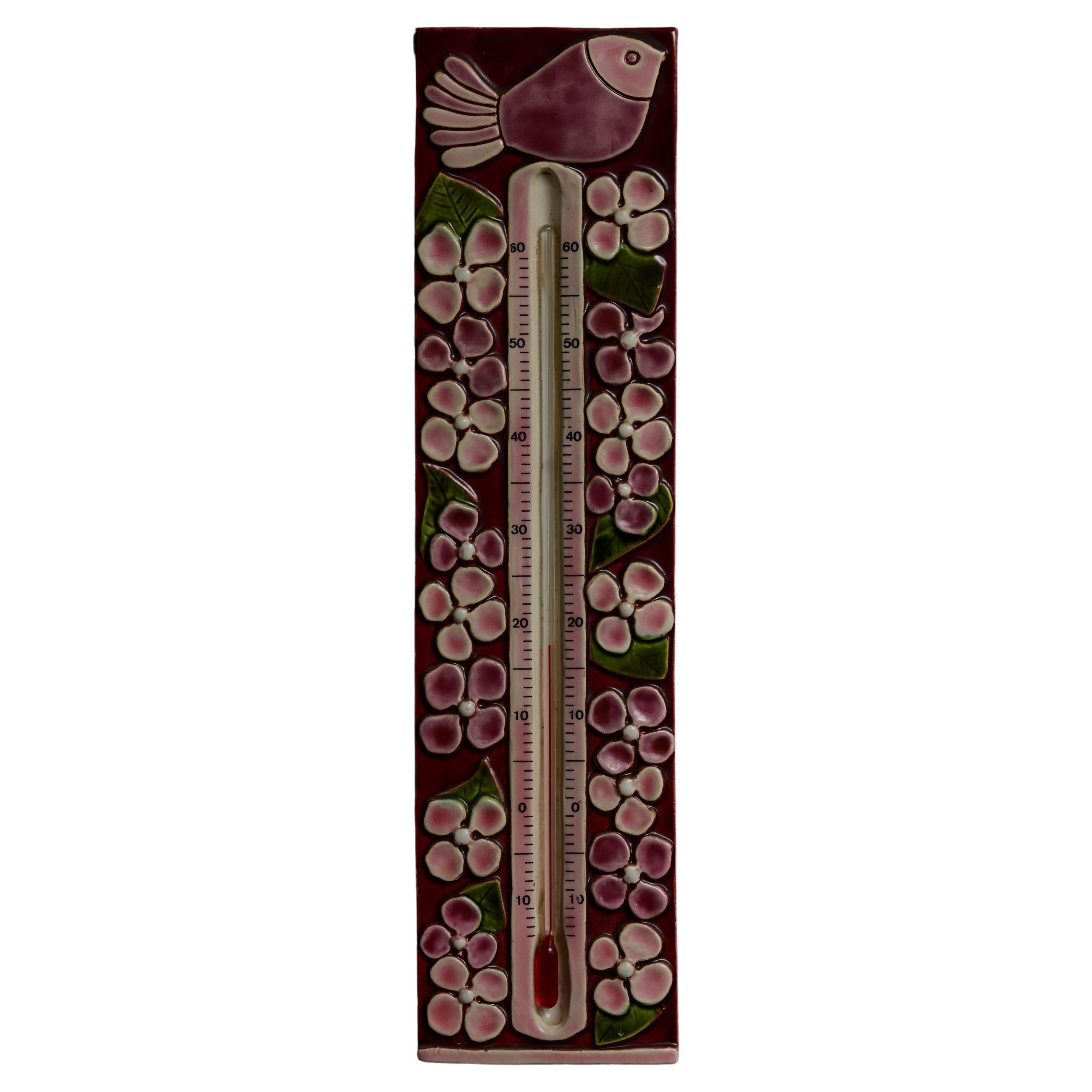 Termómetro de cerámica de Mithé Espelt con decoración de pájaros