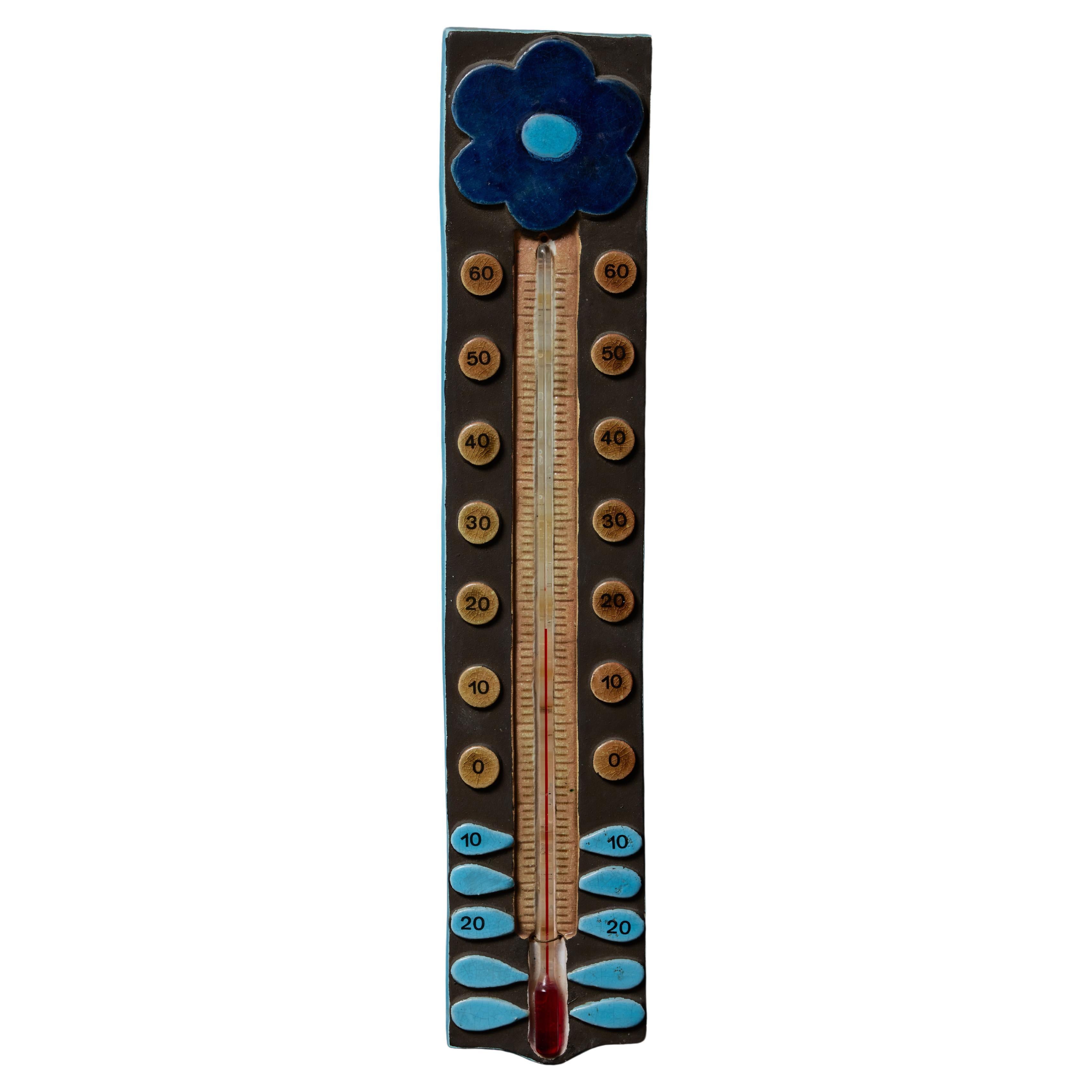 Ceramic Thermometer by Mithé Espelte with Flower Motif For Sale