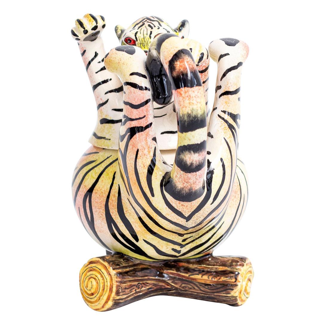 Caja de cerámica con forma de tigre, Hand Made en Sudáfrica Moderno en venta