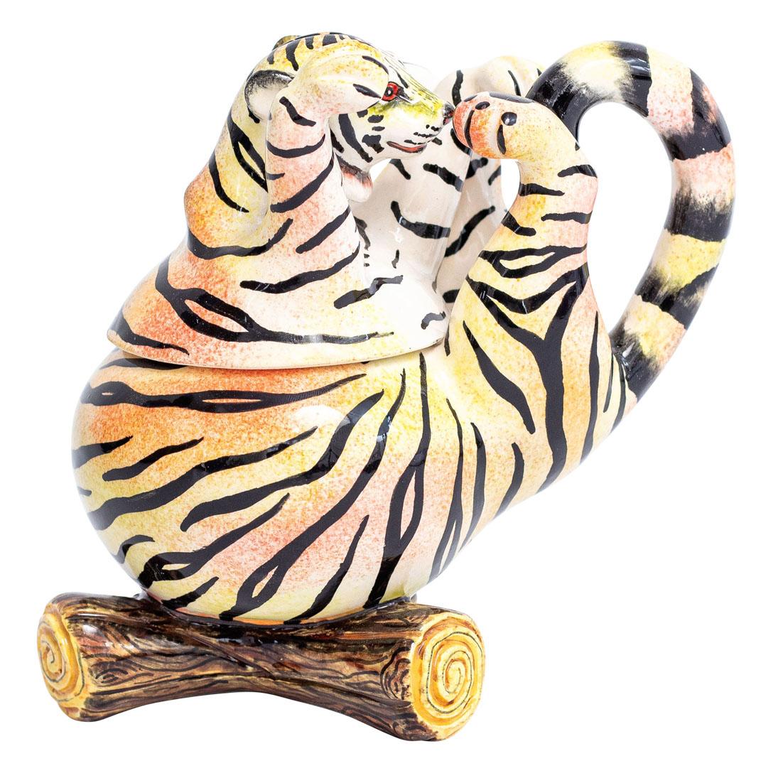 Caja de cerámica con forma de tigre, Hand Made en Sudáfrica Sudafricano en venta