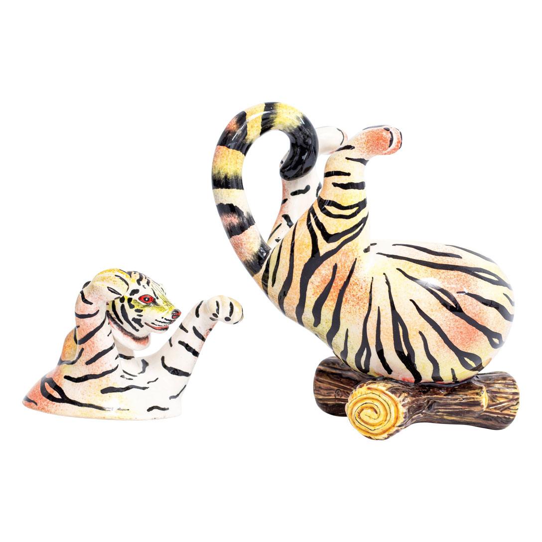 Contemporary Ceramic Tiger Box, hand made in South Africa For Sale