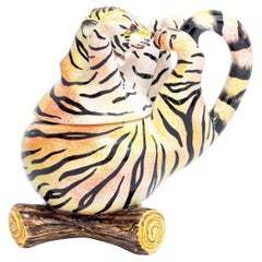 Caja de cerámica con forma de tigre, Hand Made en Sudáfrica