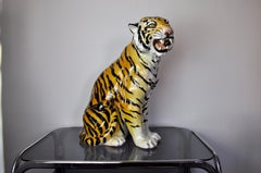 Ceramic Tiger, Italy, Signed, 1970