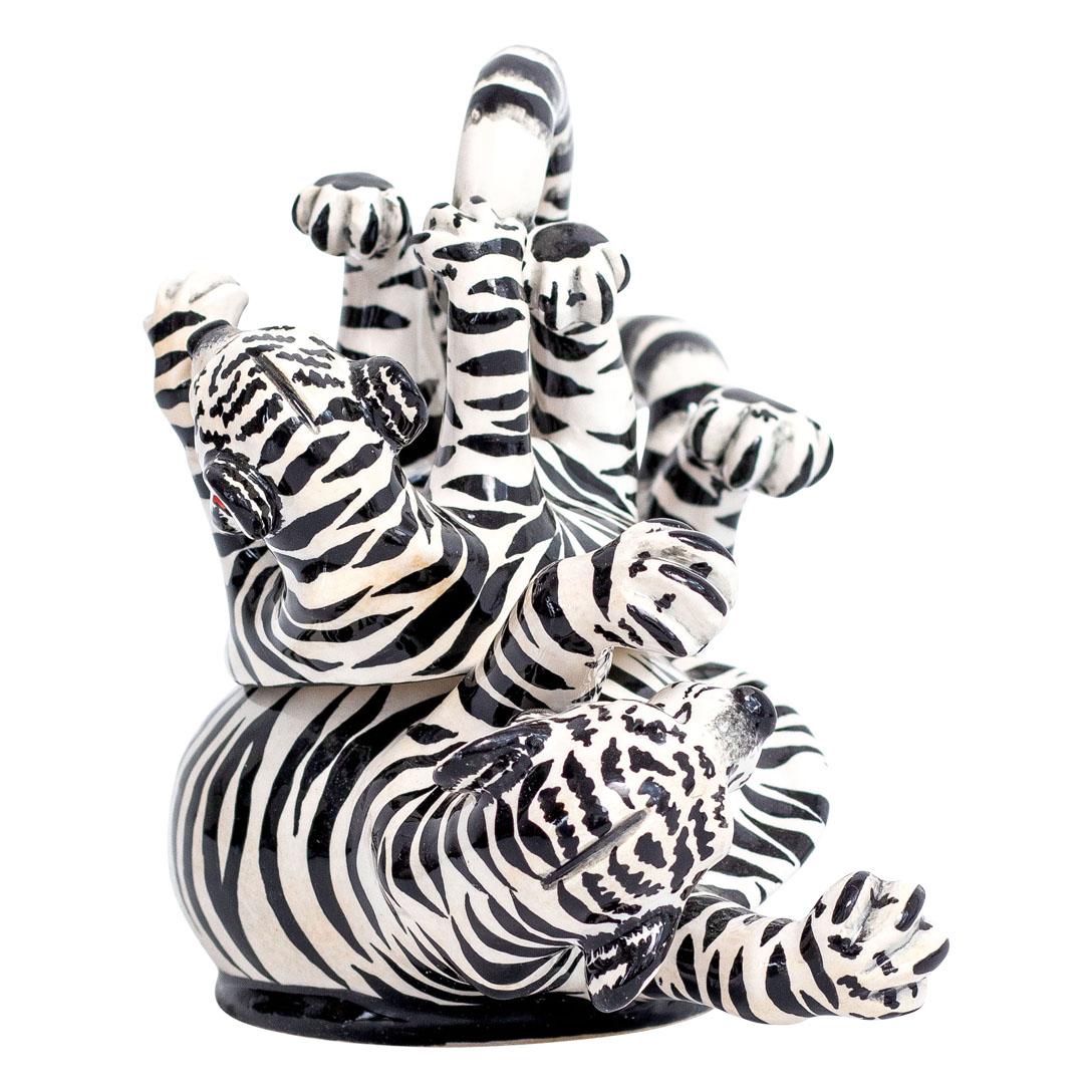 Modern Ceramic Tiger Jewelry Box , hand made in South Africa For Sale