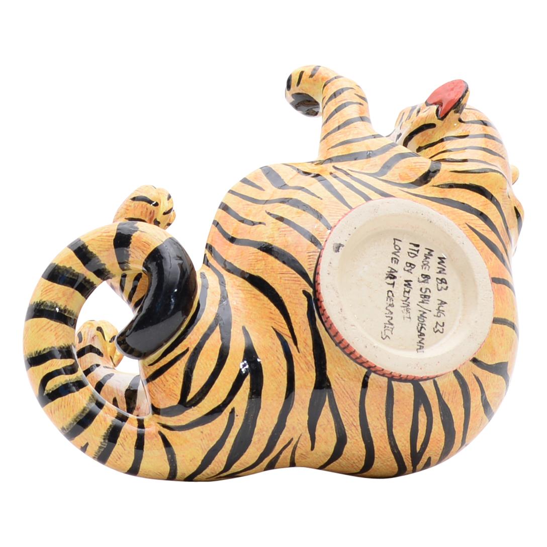 Modern Ceramic Tiger Jewelry Box  , hand made in South Africa For Sale