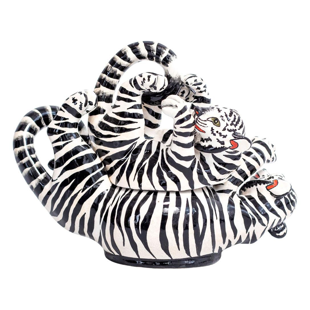 South African Ceramic Tiger Jewelry Box , hand made in South Africa For Sale