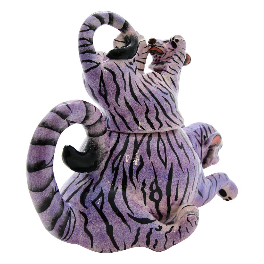 South African Ceramic Tiger Jewelry Box , hand made in South Africa For Sale