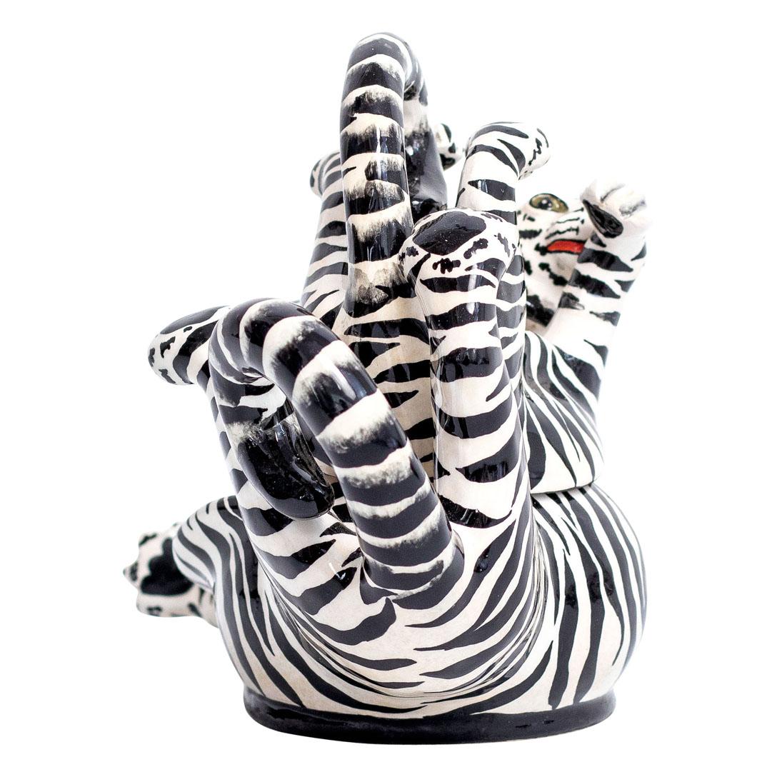 Hand-Painted Ceramic Tiger Jewelry Box , hand made in South Africa For Sale