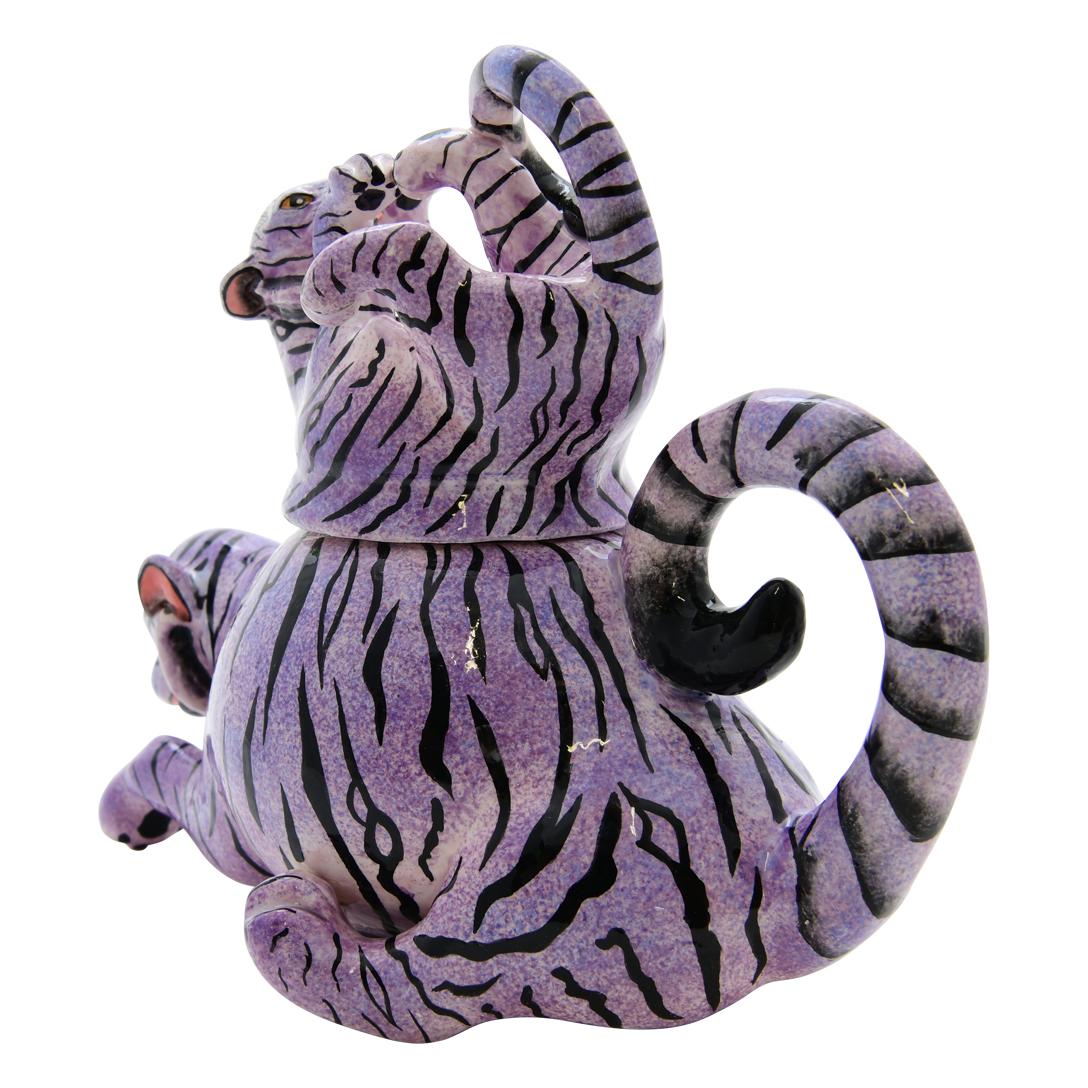 Fired Ceramic Tiger Jewelry Box , hand made in South Africa For Sale