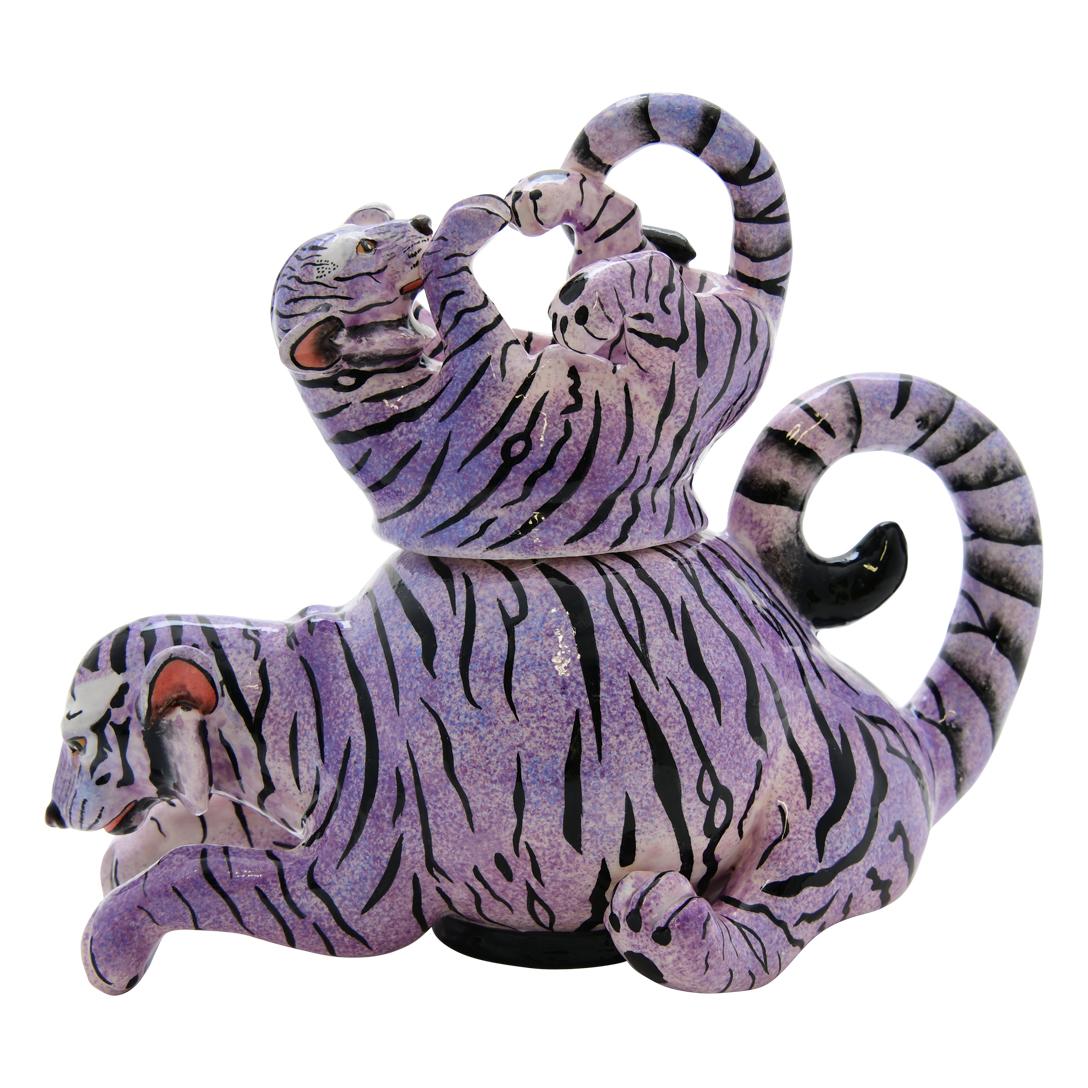 Ceramic Tiger Jewelry Box , hand made in South Africa In Excellent Condition For Sale In North Miami, FL