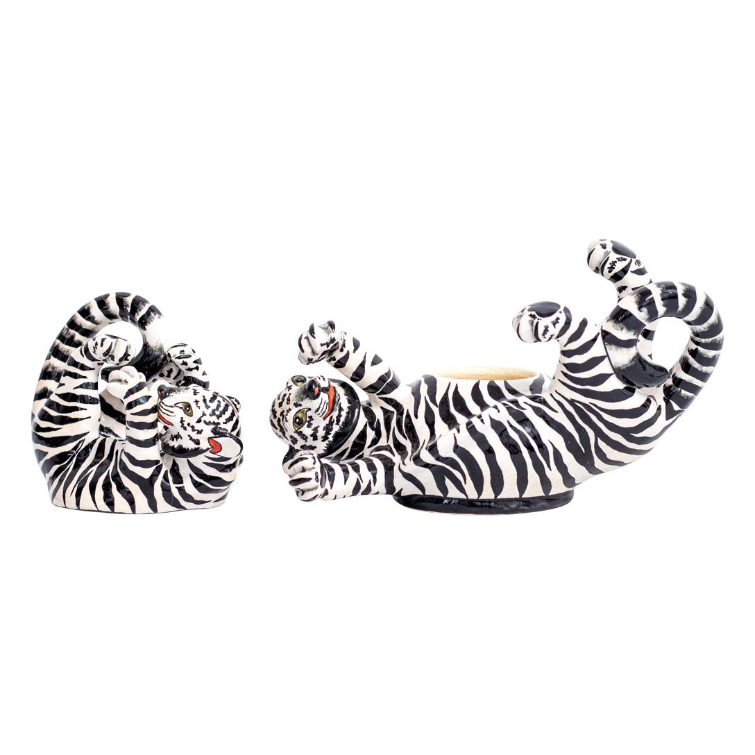 Contemporary Ceramic Tiger Jewelry Box , hand made in South Africa For Sale
