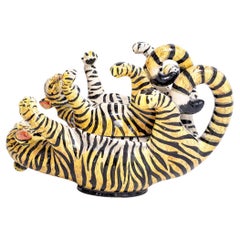 Boîte à bijoux en céramique avec tigre, fabriquée à la main en Afrique du Sud