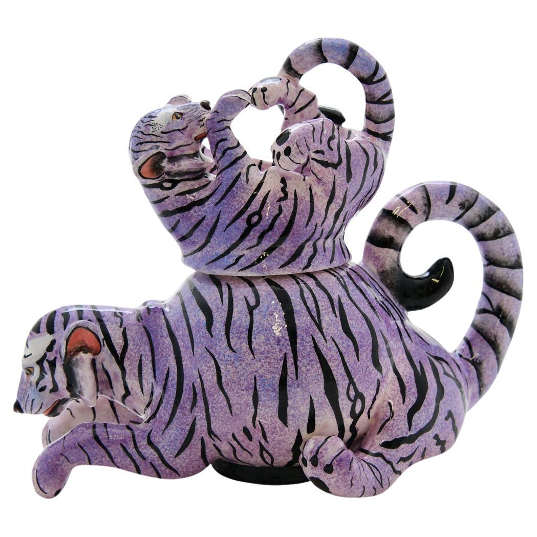 Ceramic Tiger Jewelry Box , hand made in South Africa For Sale