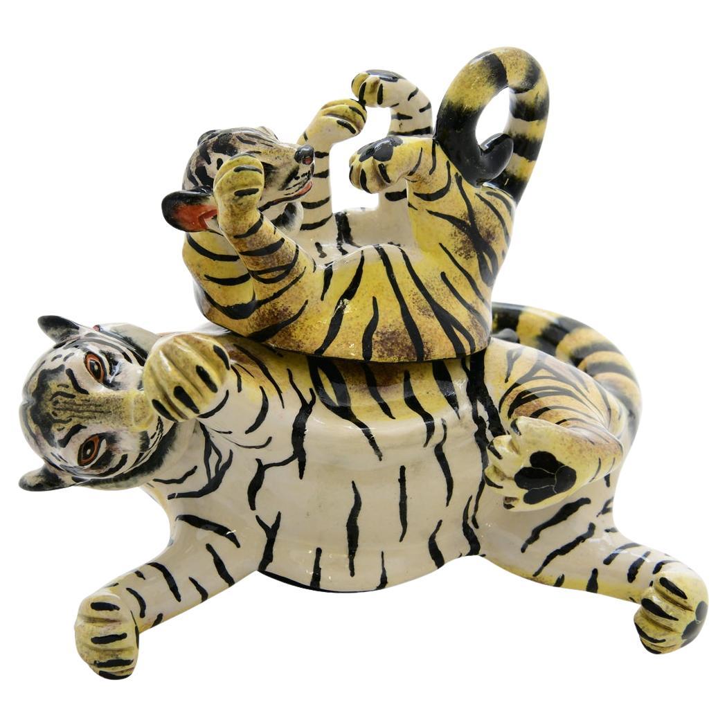 Ceramic  Tiger Jewelry  Box  , hand made in South Africa
