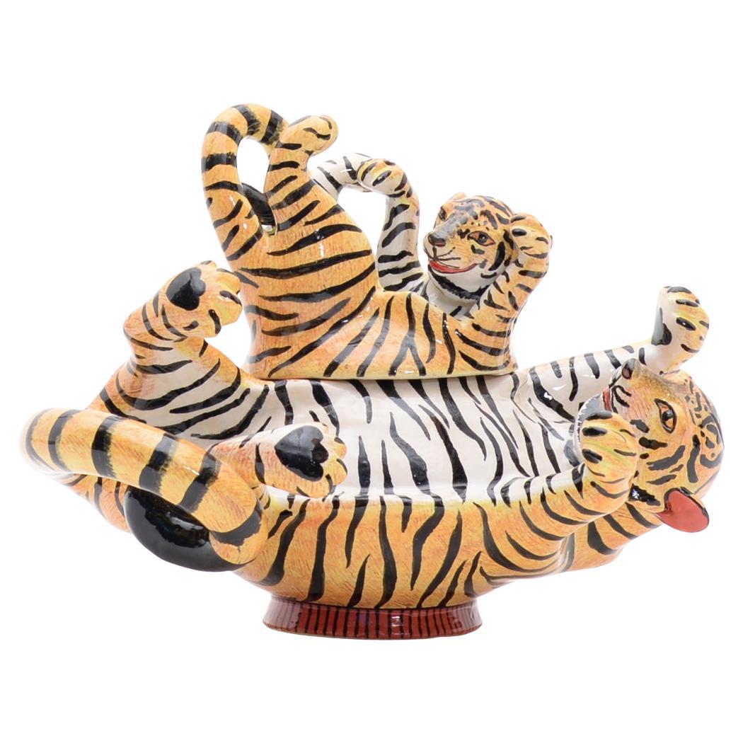 Ceramic Tiger Jewelry Box  , hand made in South Africa